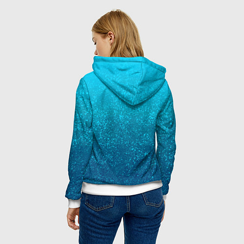 Женская толстовка Лазурный голубой текстурный градиент / 3D-Белый – фото 4