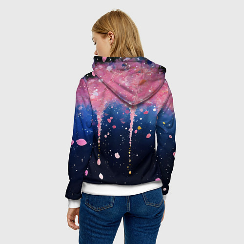 Женская толстовка Розово-синяя текстура / 3D-Белый – фото 4
