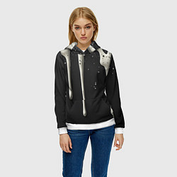 Толстовка-худи женская Белая слизь текстура, цвет: 3D-белый — фото 2