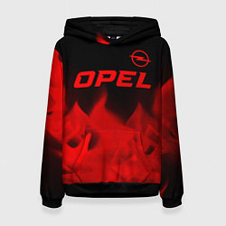 Толстовка-худи женская Opel - red gradient посередине, цвет: 3D-черный
