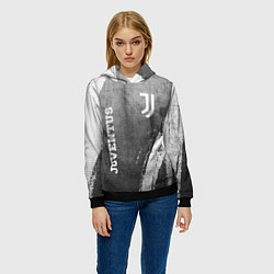 Толстовка-худи женская Juventus - grey gradient вертикально, цвет: 3D-черный — фото 2