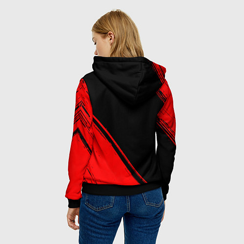Женская толстовка Arsenal - red gradient вертикально / 3D-Черный – фото 4