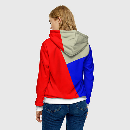 Женская толстовка Серо-сине-красный трёхцветный / 3D-Белый – фото 4