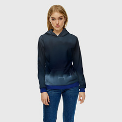 Толстовка-худи женская Черные градиенты, цвет: 3D-синий — фото 2