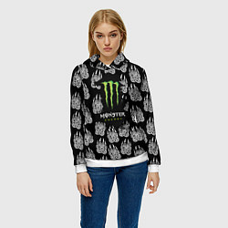 Толстовка-худи женская Monster energy медвежьи лапы, цвет: 3D-белый — фото 2