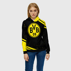 Толстовка-худи женская Borussia полосы, цвет: 3D-черный — фото 2