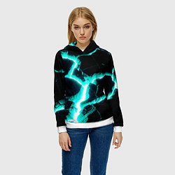 Толстовка-худи женская Color light blue black, цвет: 3D-белый — фото 2