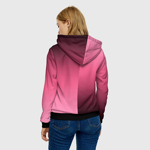 Женская толстовка Розовый с затемнением градиент пополам / 3D-Черный – фото 4