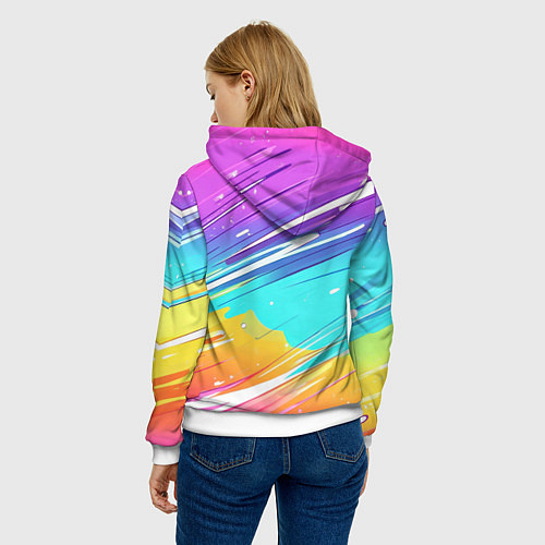 Женская толстовка Inzoi кошечка на радужном фоне / 3D-Белый – фото 4