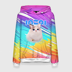 Женская толстовка Inzoi кошечка на радужном фоне