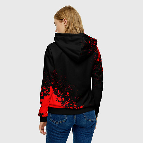 Женская толстовка Demon Slayer - red gradient вертикально / 3D-Черный – фото 4
