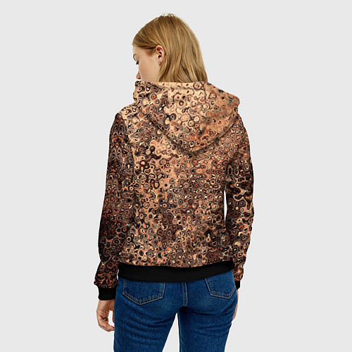 Женская толстовка Светлый коричневый абстрактная текстура / 3D-Черный – фото 4