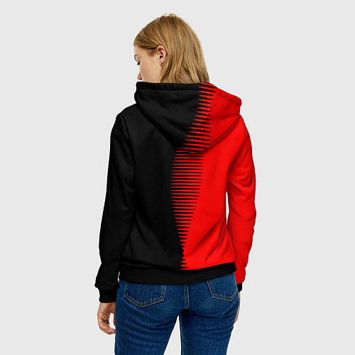 Женская толстовка Чёрно-красный пополам с переходом / 3D-Черный – фото 4