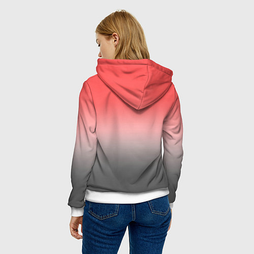Женская толстовка Бледный красно-серый градиент / 3D-Белый – фото 4