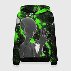 Толстовка-худи женская Инопланетянин и его эктоплазма, цвет: 3D-черный