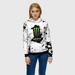 Толстовка-худи женская Monster energy брызги красок, цвет: 3D-черный — фото 2