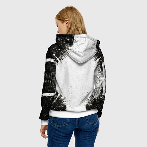 Женская толстовка Теннисная ракетка в черно-белом / 3D-Белый – фото 4