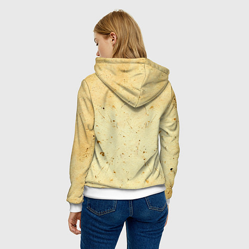 Женская толстовка Трековый велосипедист на бежевом / 3D-Белый – фото 4