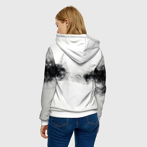 Женская толстовка Теннисный мяч и черный дым / 3D-Белый – фото 4