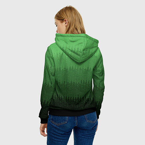 Женская толстовка Зеленый градиент текстурные полосы / 3D-Черный – фото 4