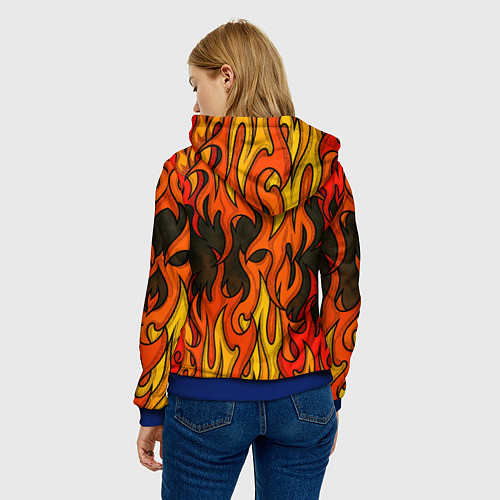 Женская толстовка Языки пламени арт / 3D-Синий – фото 4