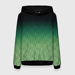 Толстовка-худи женская Чёрно-зелёный градиент с узором, цвет: 3D-черный
