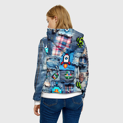 Женская толстовка Пиксельная ракета / 3D-Белый – фото 4