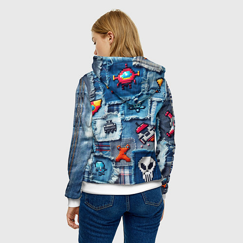 Женская толстовка Пиксельный космос / 3D-Белый – фото 4