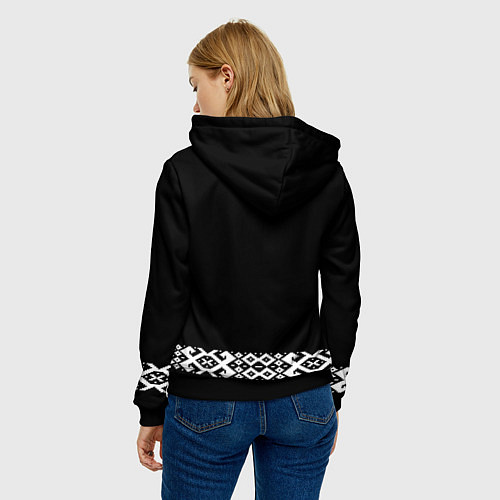 Женская толстовка Славянский орнамент и узор на черном - вышиванка р / 3D-Черный – фото 4