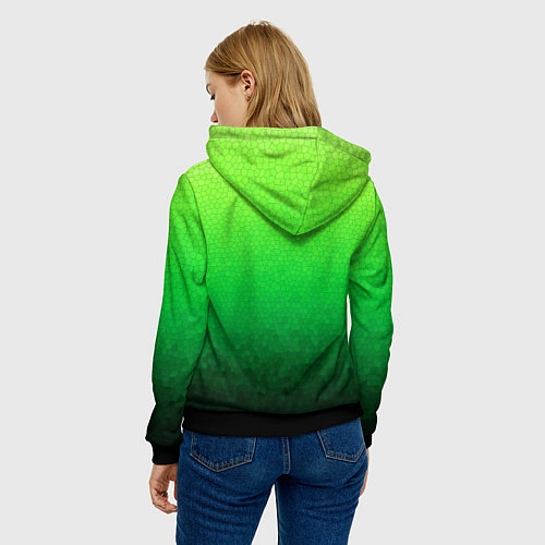 Женская толстовка Градиент мозаика зелёный в тёмный / 3D-Черный – фото 4