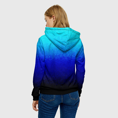 Женская толстовка Градиент мозаика из голубого в чёрный / 3D-Черный – фото 4