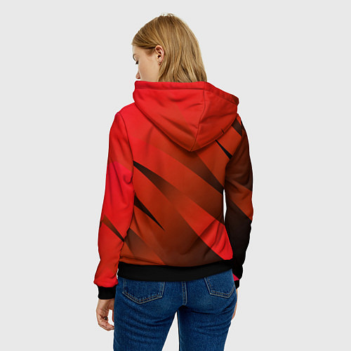 Женская толстовка Красно-коричневый абстрактные полосы / 3D-Черный – фото 4