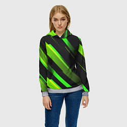 Толстовка-худи женская Color black green, цвет: 3D-меланж — фото 2