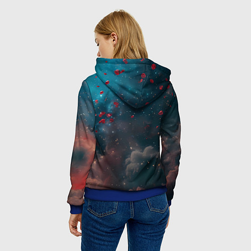 Женская толстовка Космонавт с букетом роз / 3D-Синий – фото 4