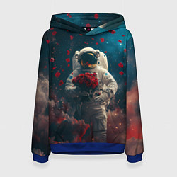 Женская толстовка Космонавт с букетом роз