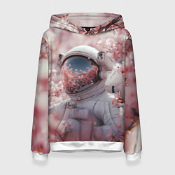 Женская толстовка Космонавт в весенних листьях