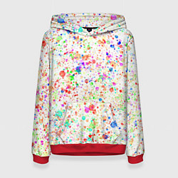 Женская толстовка Белый с разноцветными брызгами