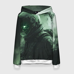 Женская толстовка Зеленый скелет космонавта
