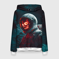 Женская толстовка Череп космонавта красного цвета