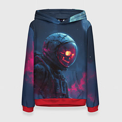 Женская толстовка Скелет космонавта под луной