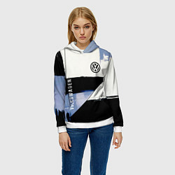 Толстовка-худи женская Volkswagen логотип, цвет: 3D-белый — фото 2