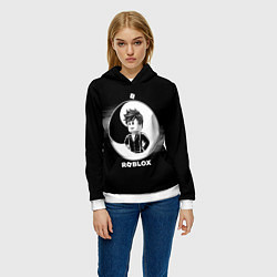 Толстовка-худи женская Роблокс лего, цвет: 3D-белый — фото 2