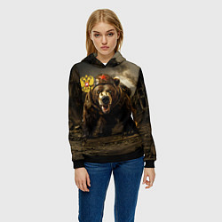 Толстовка-худи женская Русский медведь в стиле СССР, цвет: 3D-черный — фото 2