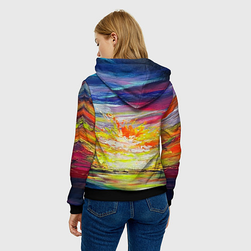 Женская толстовка Scarlet rays of sunset / 3D-Черный – фото 4