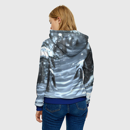 Женская толстовка Зима - русский медведь / 3D-Синий – фото 4