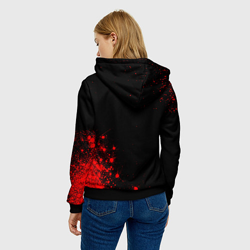 Женская толстовка Thirty Seconds to Mars - red gradient вертикально / 3D-Черный – фото 4