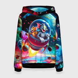 Женская толстовка Том и Джерри летят в ракете - нейроарт