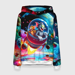 Женская толстовка Том и Джерри летят в ракете - нейроарт
