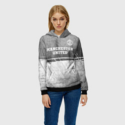 Толстовка-худи женская Manchester United - grey gradient посередине, цвет: 3D-черный — фото 2
