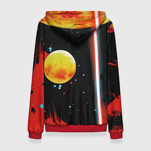 Женская толстовка Йода космический фон / 3D-Красный – фото 2